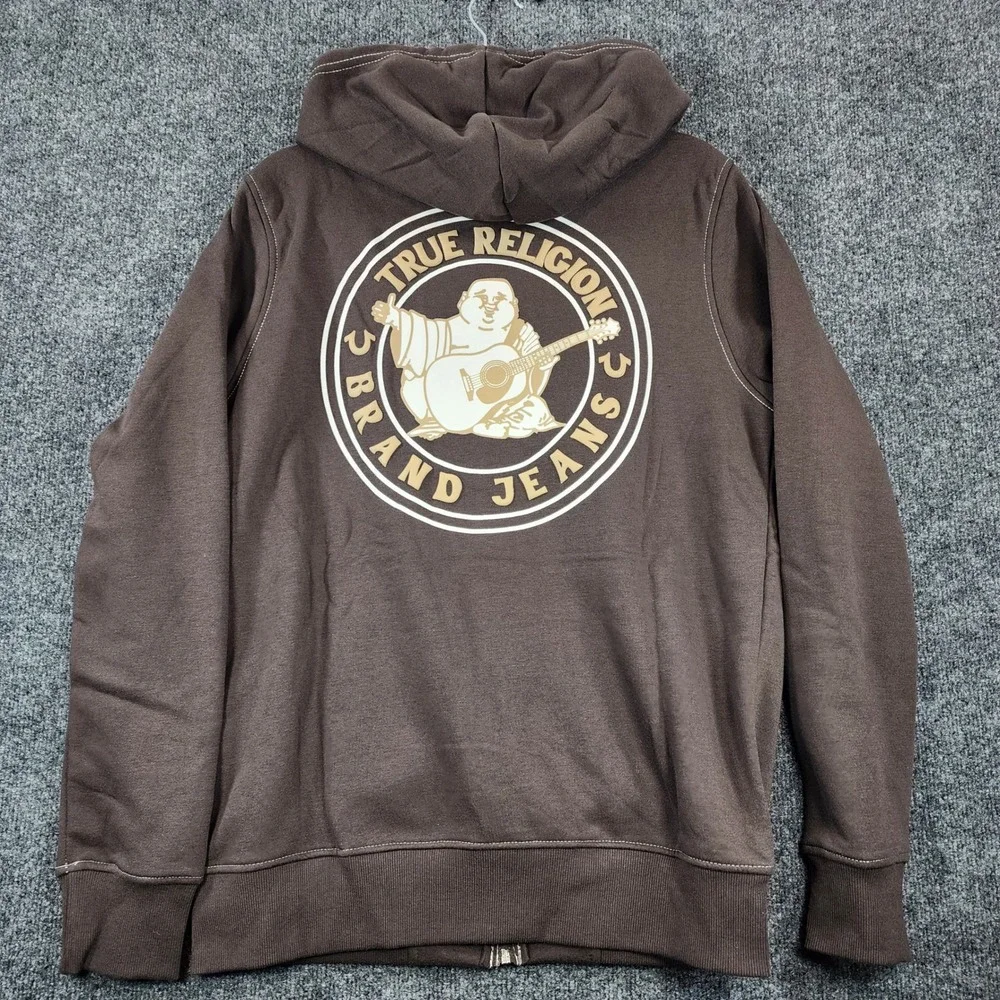 True Religion Buddha Logo Seal Zip Hoodie Men's Streetwear Grunge Y2K Size M NWT